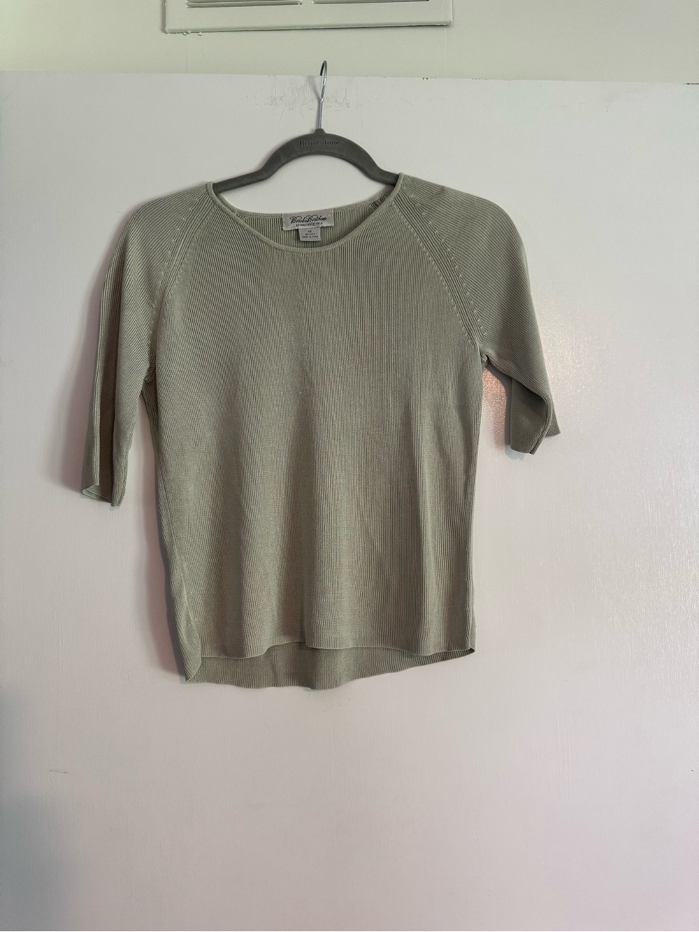 Brooks Brothers Silk Olive Green Short Sleeve Knit Top